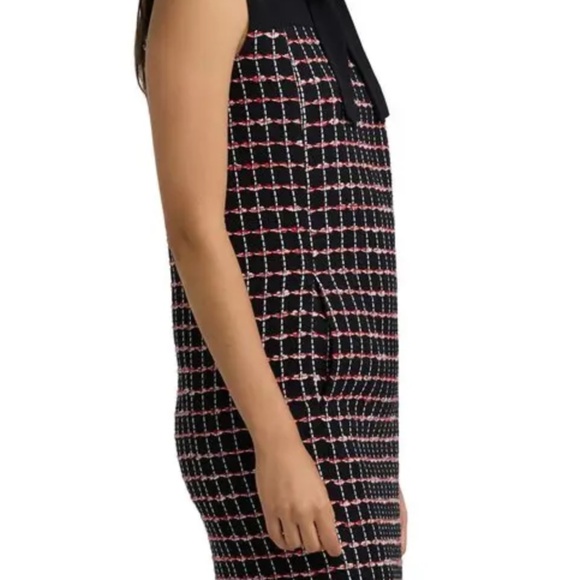 St John Women's Bow-Embellished Tweed Mini Dress in Black/haute Red/pearl Multi - Picture 11 of 12